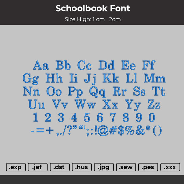Schoolbook Fonts Embroidery Files 2 sizes