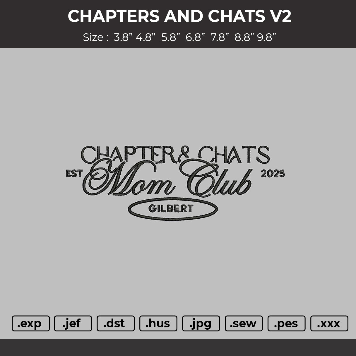 Chapter and chats V2 Embroidery File