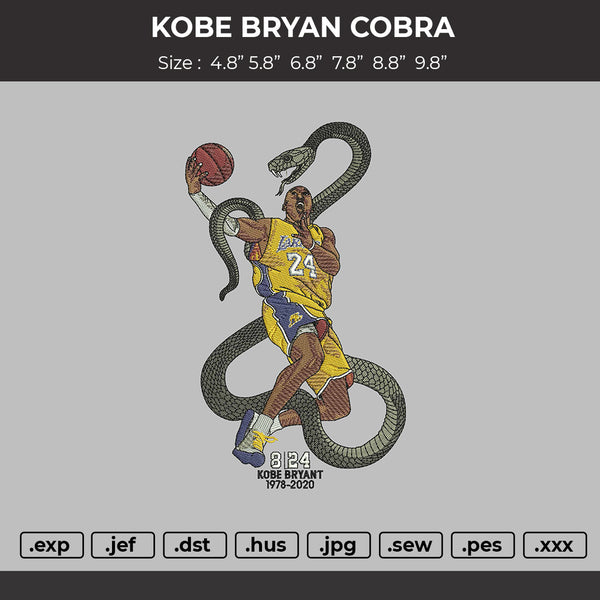 Kobe Bryan Cobra Embroidery Design File