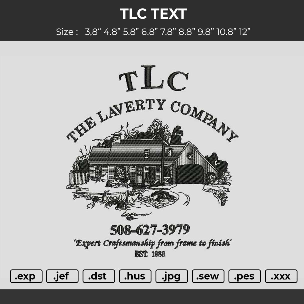 Tlctext Embroidery File 6 sizes
