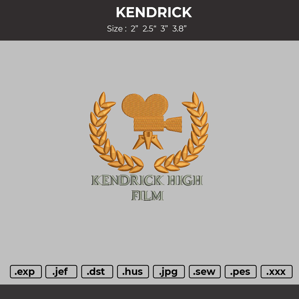 KENDRICK Embroidery File 4 sizes