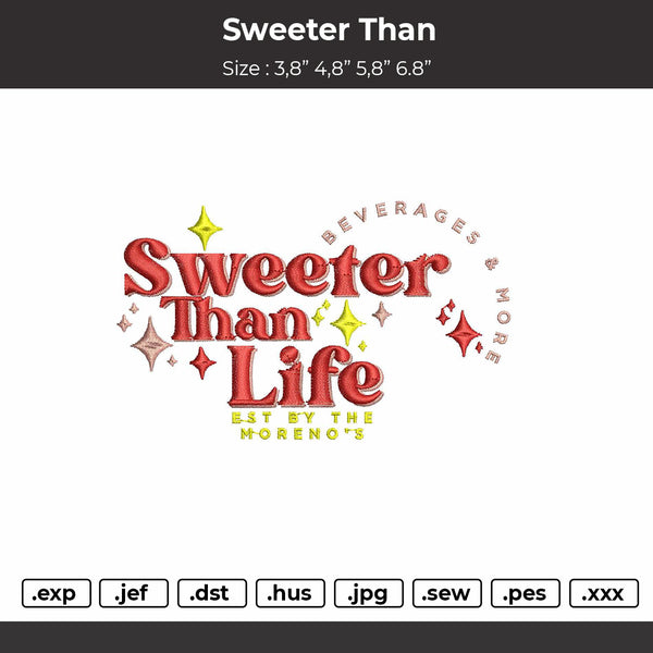 Sweeter Than Embroidery File 4 Sizes