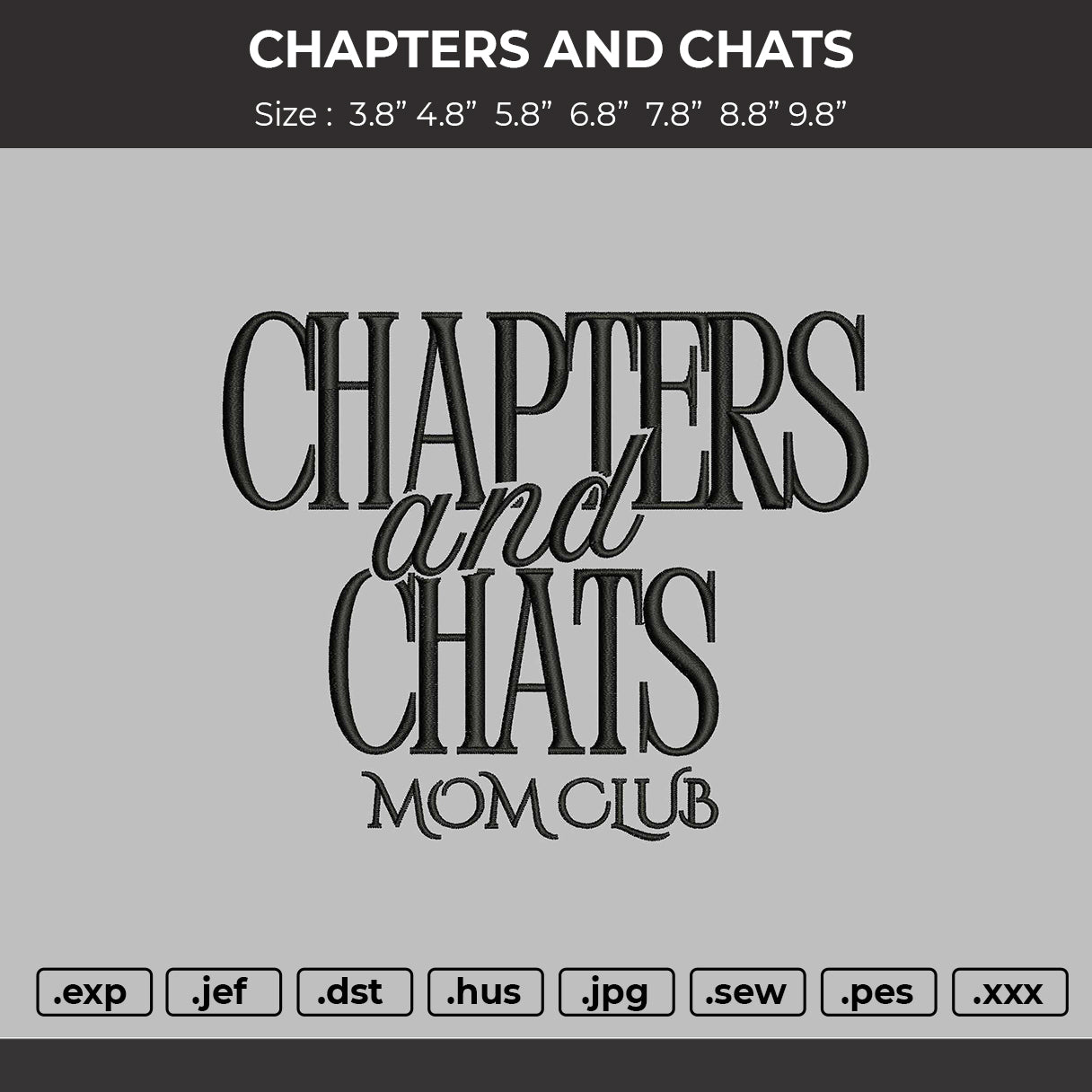 Chapter and chats Embroidery File