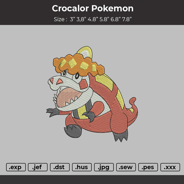 Crocalor Pokemon Embroidery File