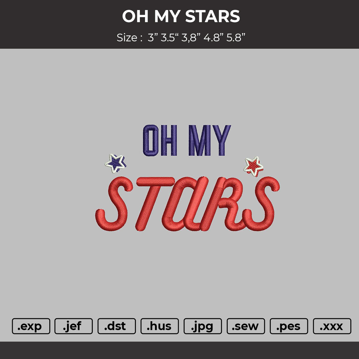 OH MY STARS Embroidery Files