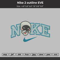 Nike 2outline EVE Embroidery File 6 Sizes