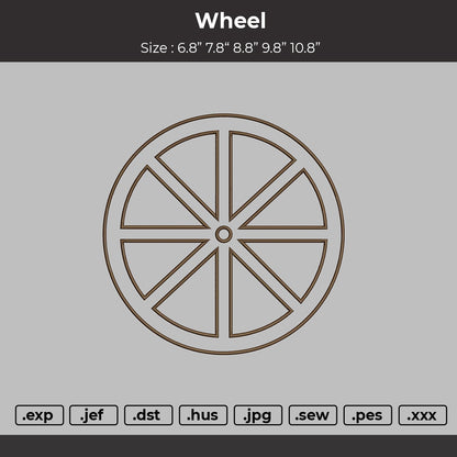 Wheel Embroidery File 5 sizes