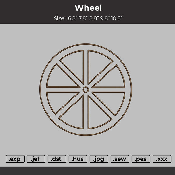 Wheel Embroidery File 5 sizes