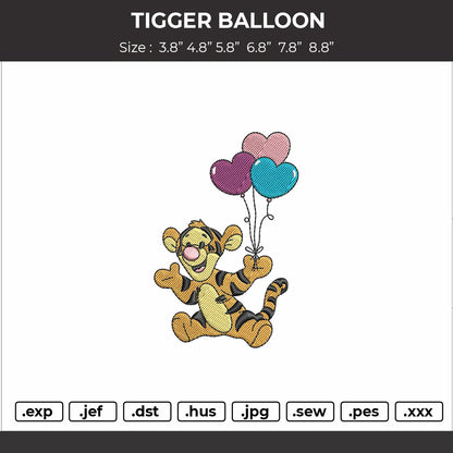 Tigger Balloon Embroidery Designs File