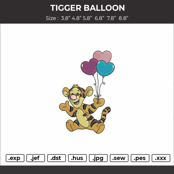 Tigger Balloon Embroidery Designs File