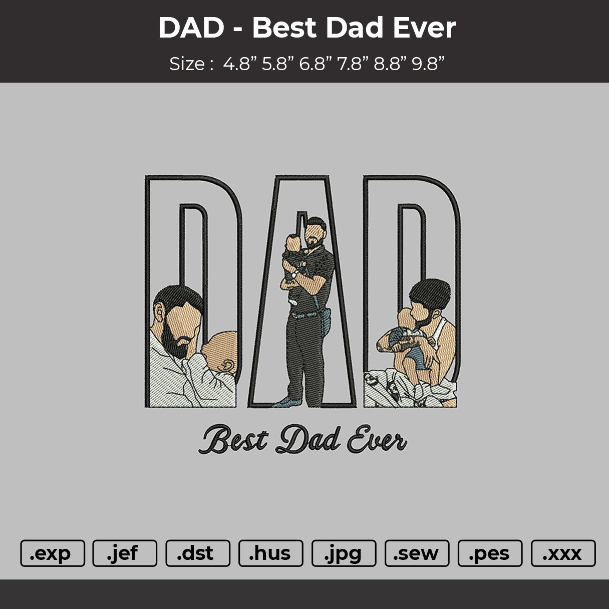 Dad Photo Best Dad ever  Embroidery File
