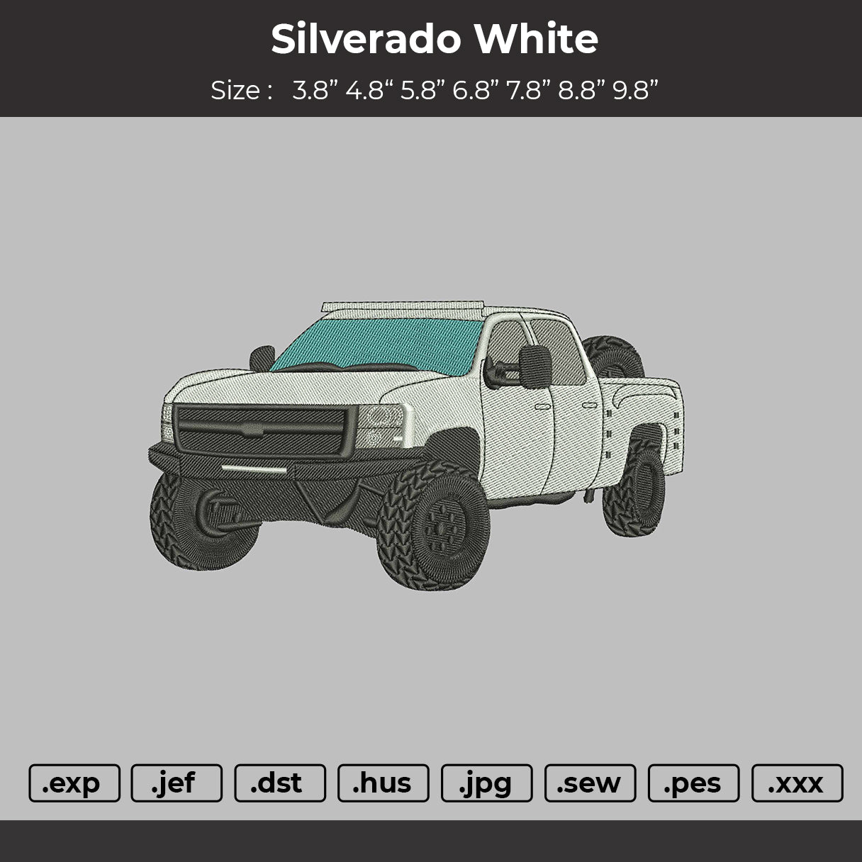White Truck 0907 Embroidery File 6 sizes