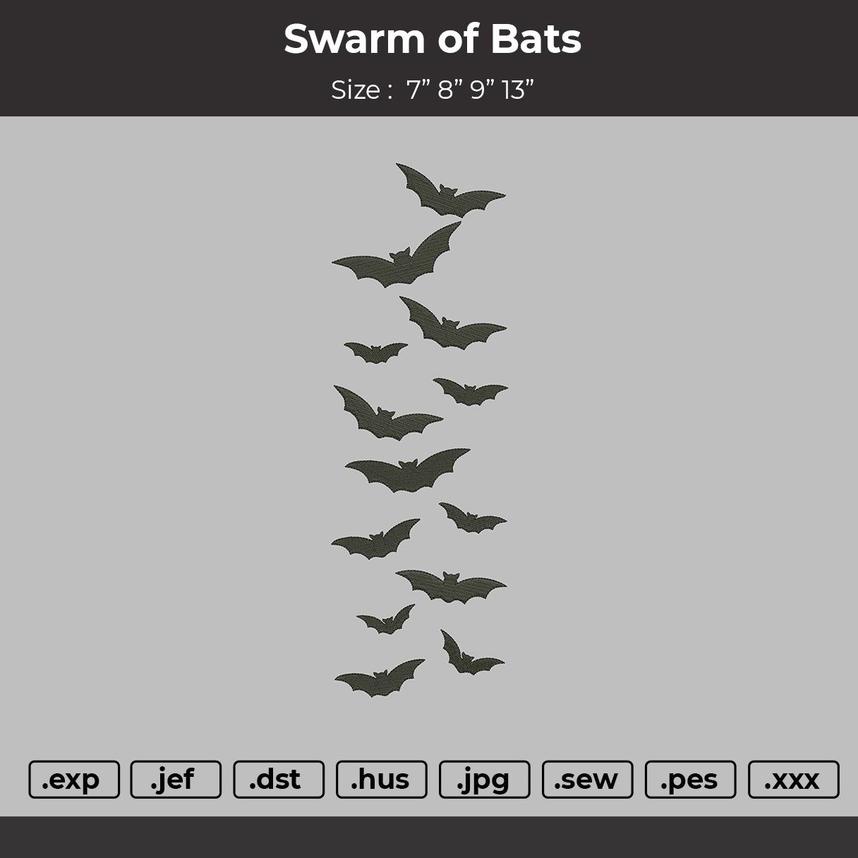 Swarm of bats Embroidery File