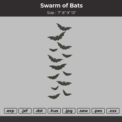 Swarm of bats Embroidery File
