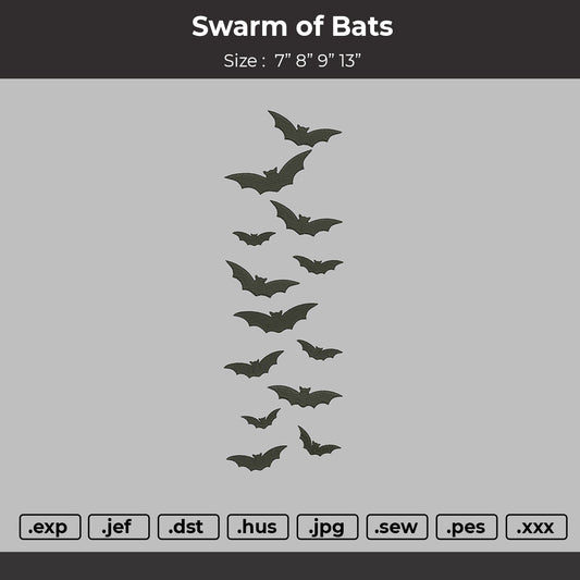 Swarm of bats Embroidery File
