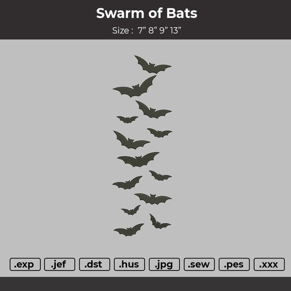 Swarm of bats Embroidery File