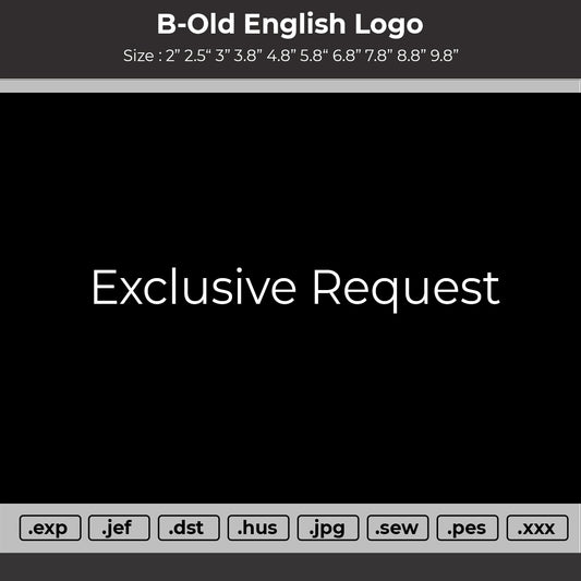 B-Old English logo  Embroidery Machine Design 6 sizes