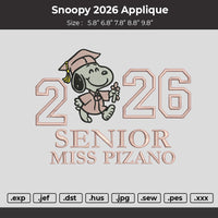 Snoopy 2026 Applique  Embroidery File Design