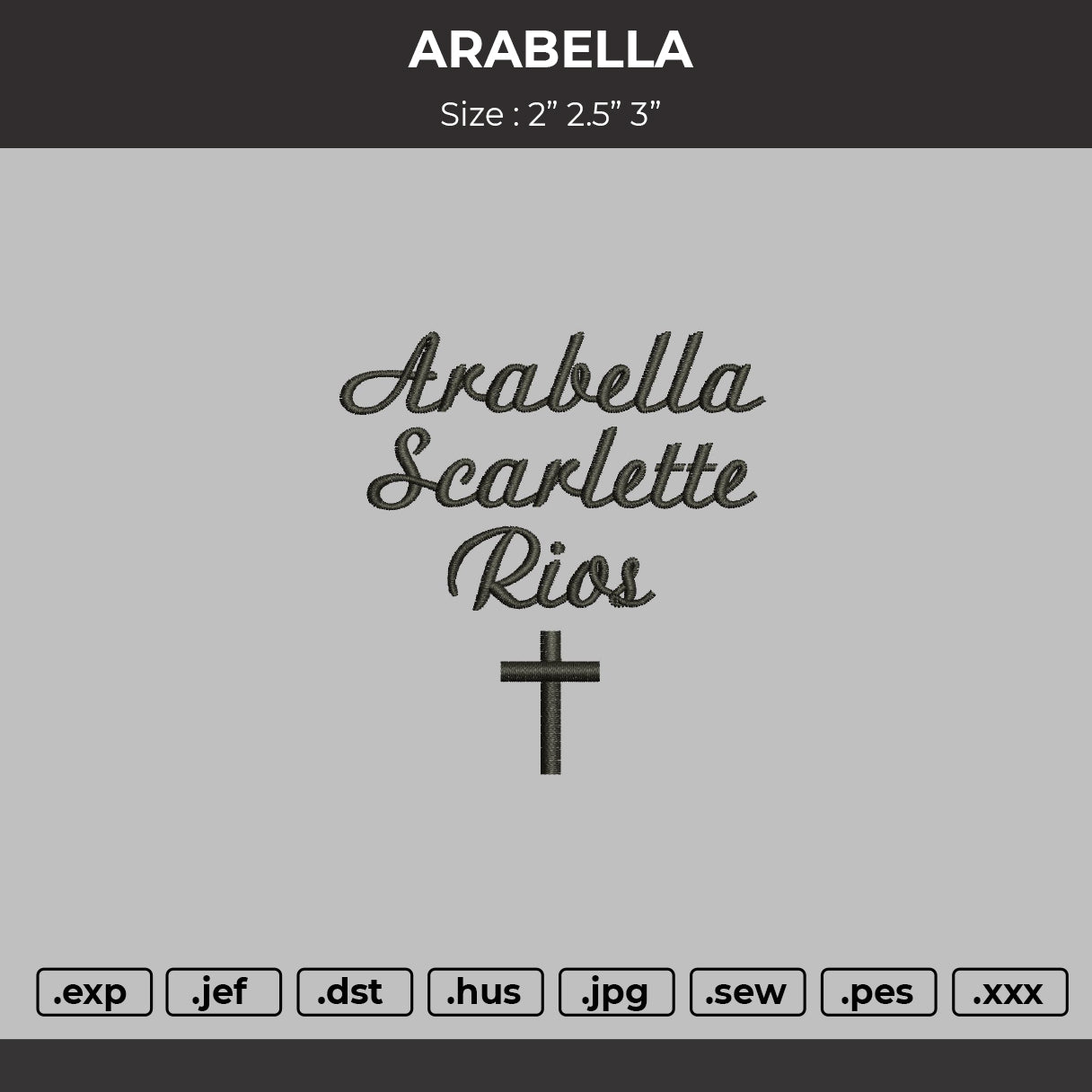 Arabelatext Embroidery File 6 sizes