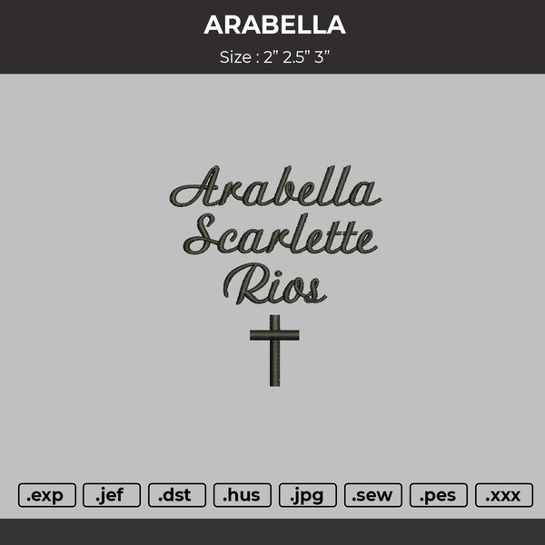 Arabelatext Embroidery File 6 sizes