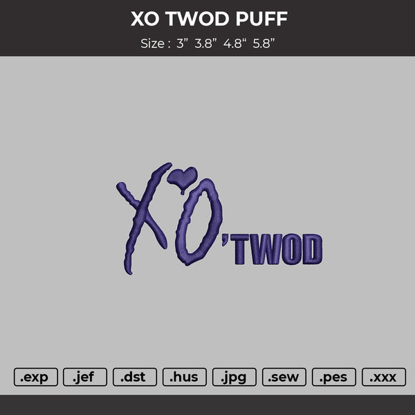 XO TWOD PUFF Embroidery Files