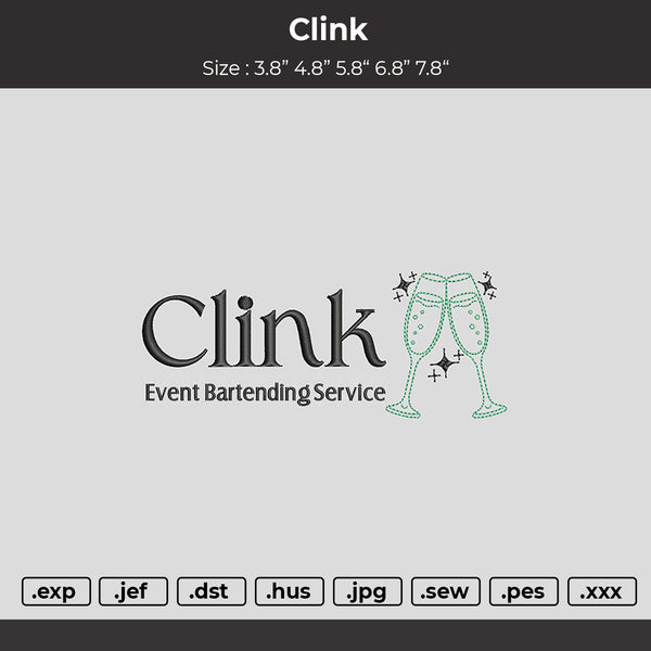 Clink Embroidery File 6 sizes