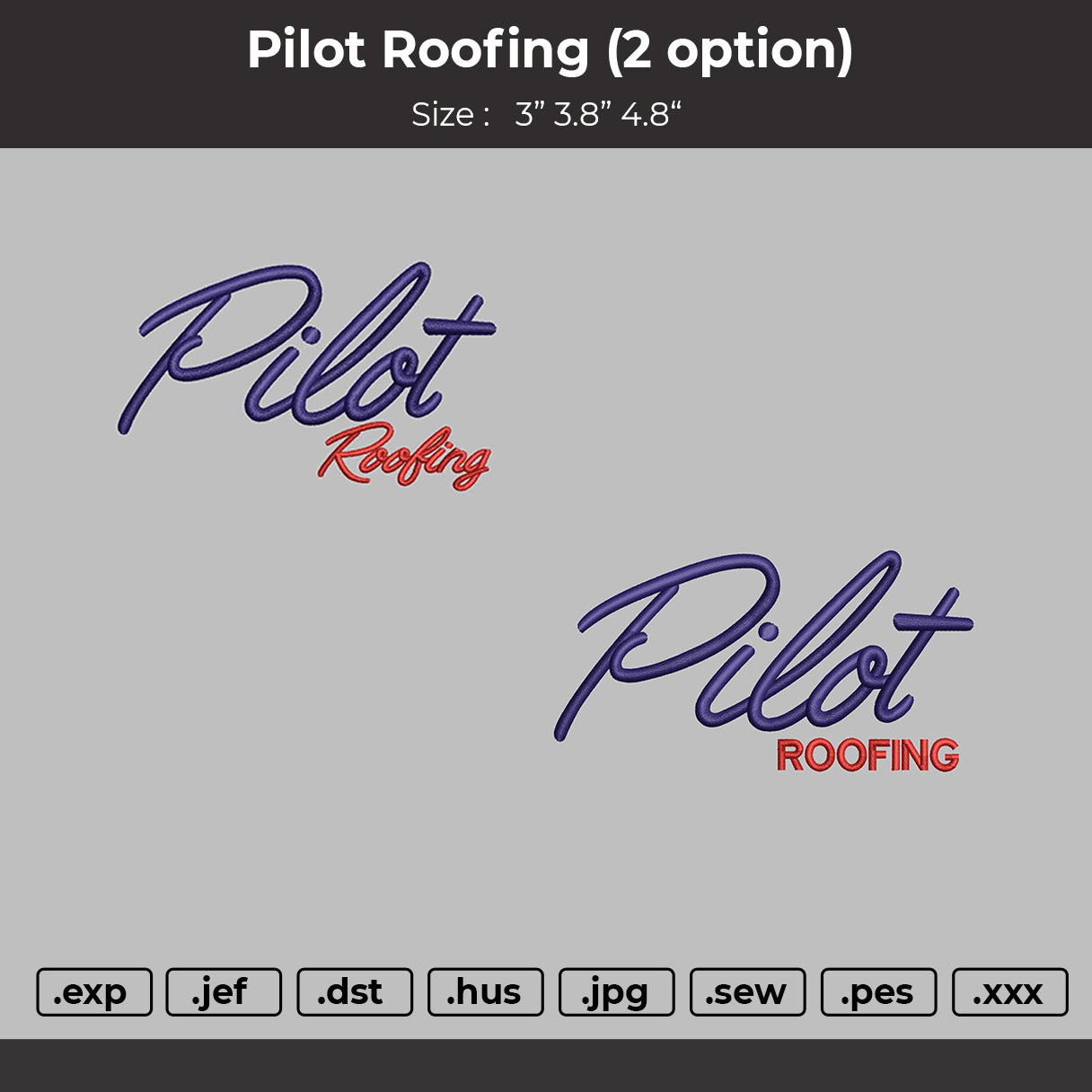Pilot Roofing Embroidery File Design