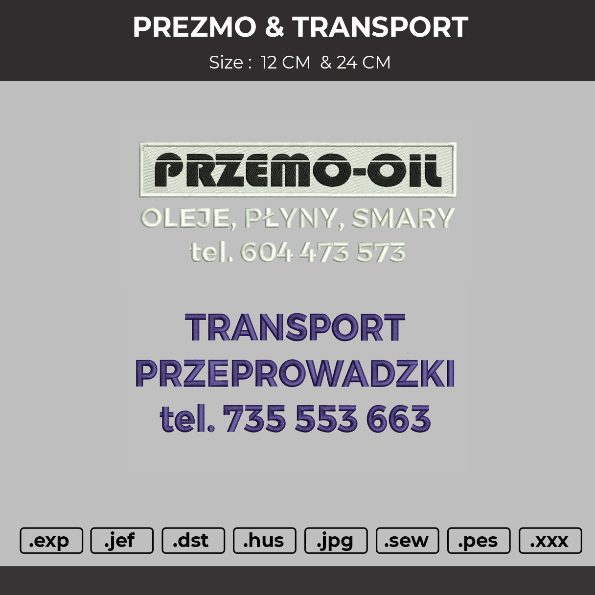 Prezmo &  Transport Embroidery File