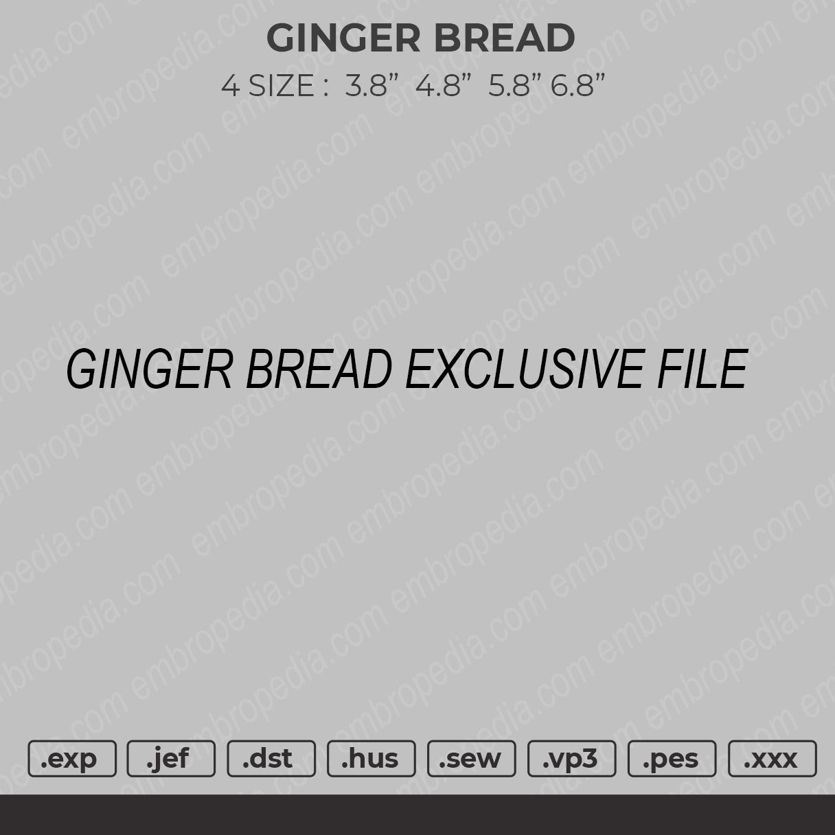 Ginger Bread Embroidery File 4 size