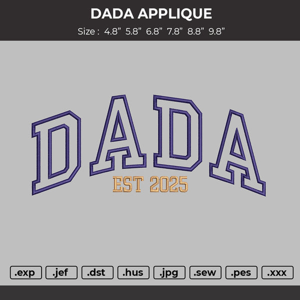 DADA 2025 App Embroidery File 6 sizes