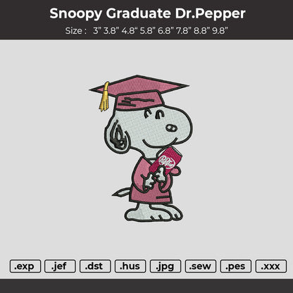 Snoopy Graduate Dr Pepper Embroidery File