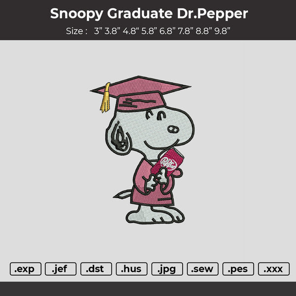 Snoopy Graduate Dr Pepper Embroidery File