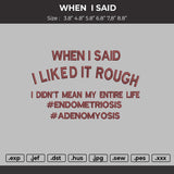 When I Said