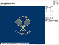 Tennis Club Embroidery File 4 size