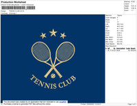 Tennis Club Embroidery File 4 size