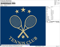 Tennis Club Embroidery File 4 size