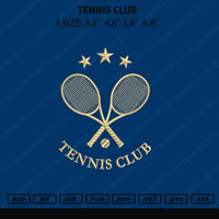 Tennis Club Embroidery File 4 size