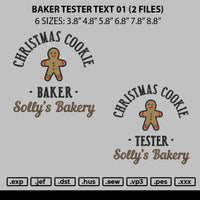 Baker Taster Text 01 Embroidery File 6 sizes