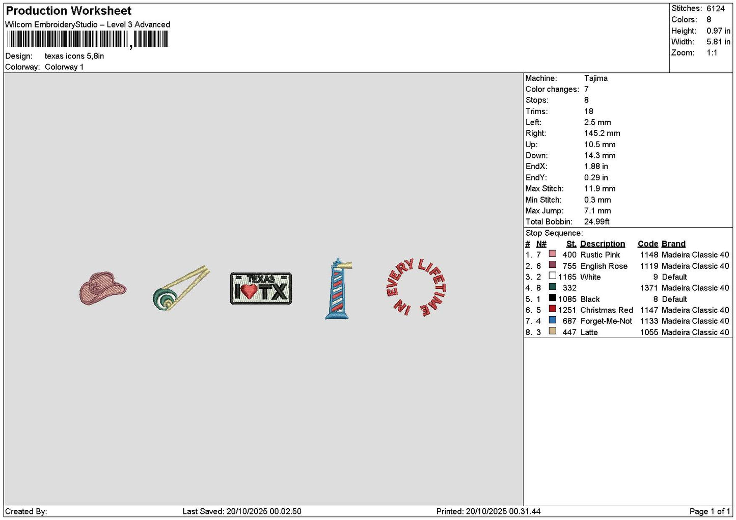 Texasicons Embroidery File 6 sizes