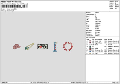 Texasicons Embroidery File 6 sizes