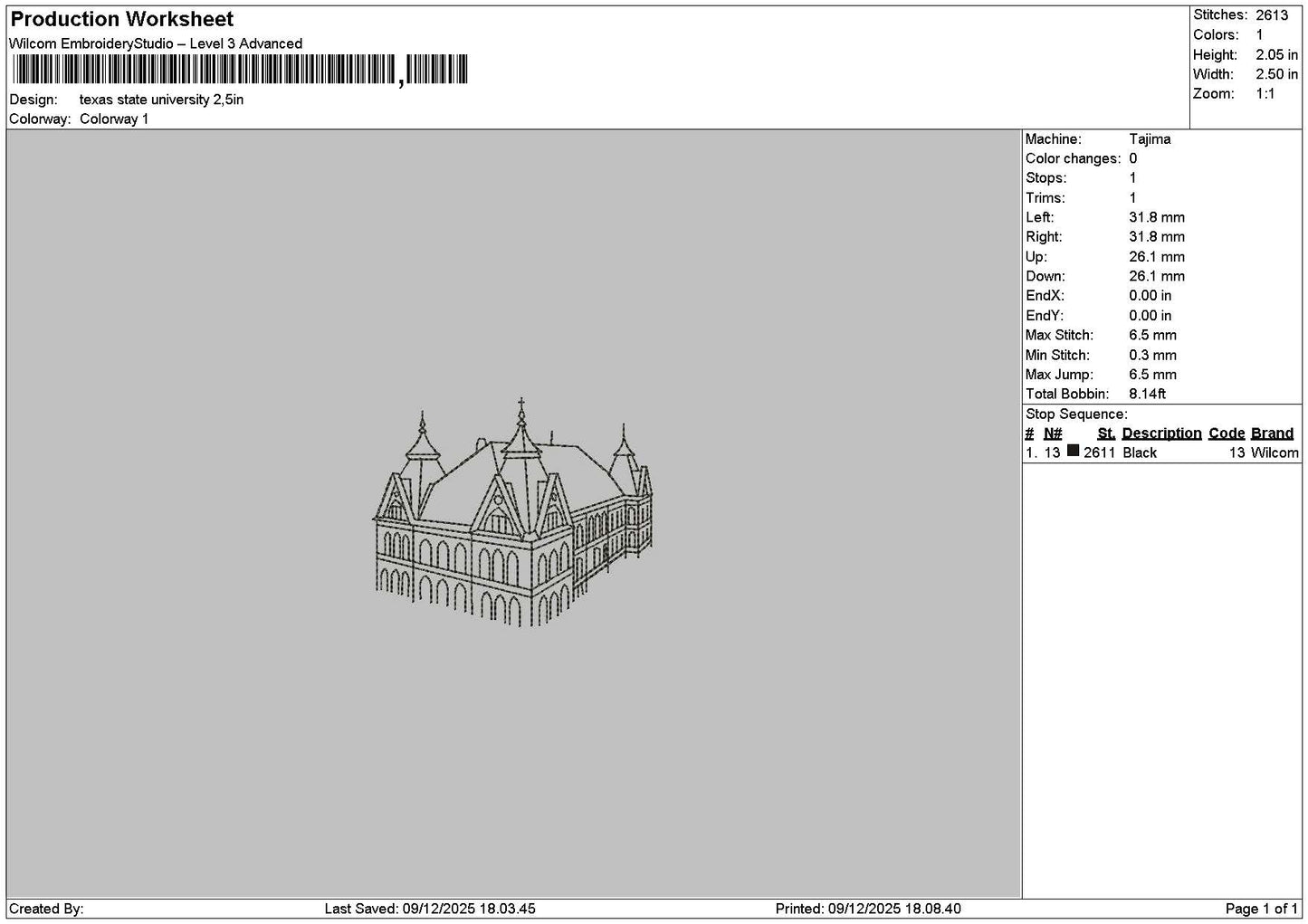 State Univ Embroidery File 6 sizes