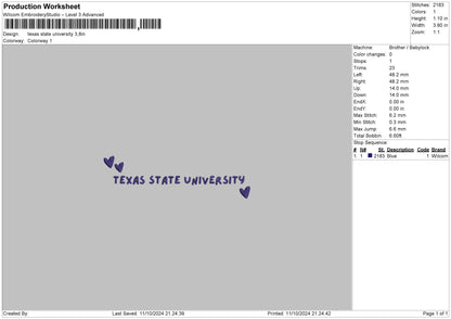 Texastext 02 Emboridery File 6 sizes