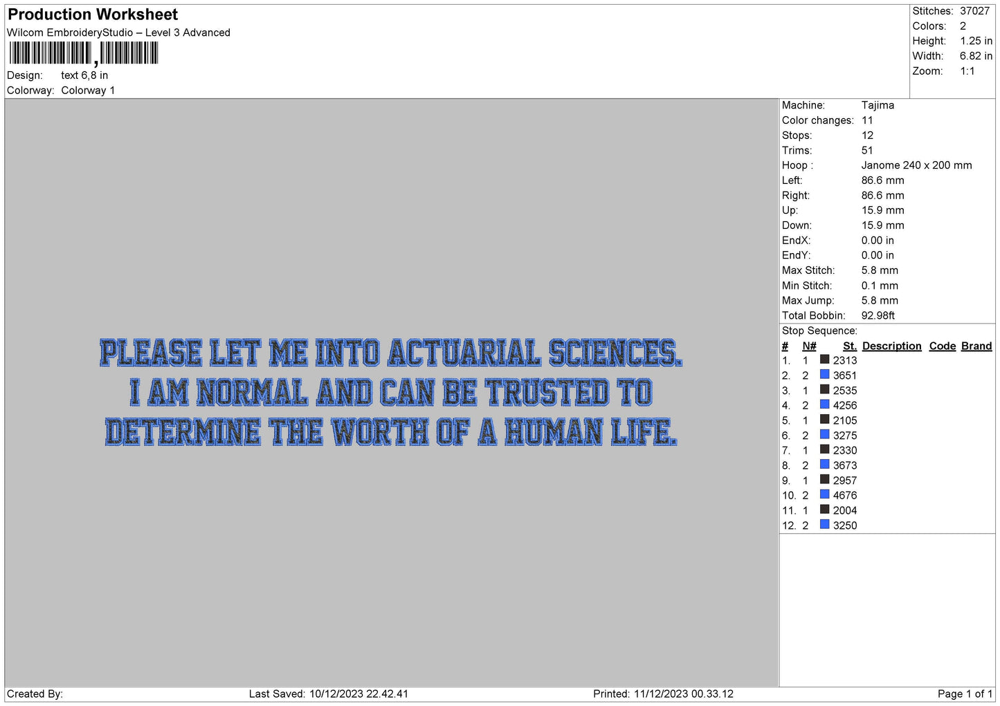 Quotes 1012 Embroidery File 6 sizes