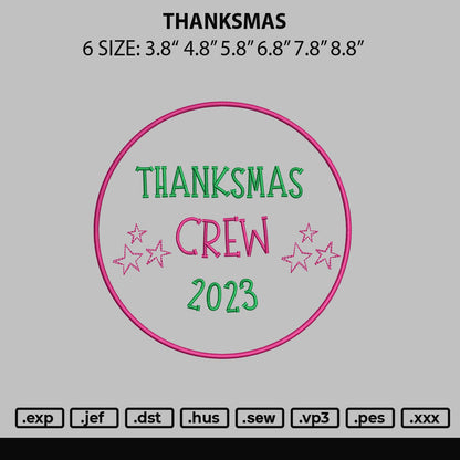 Thanksmas Embroidery File 6 sizes