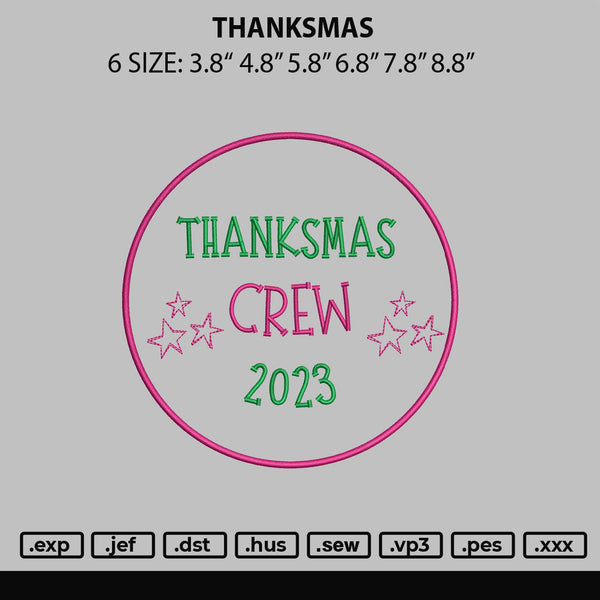 Thanksmas Embroidery File 6 sizes