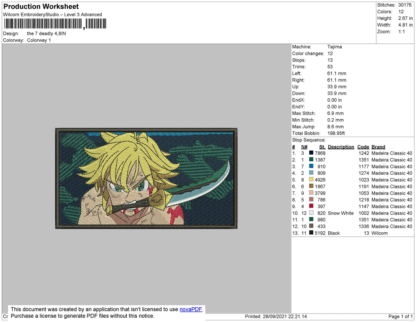 The 7 Deadly Embroidery File 4 size