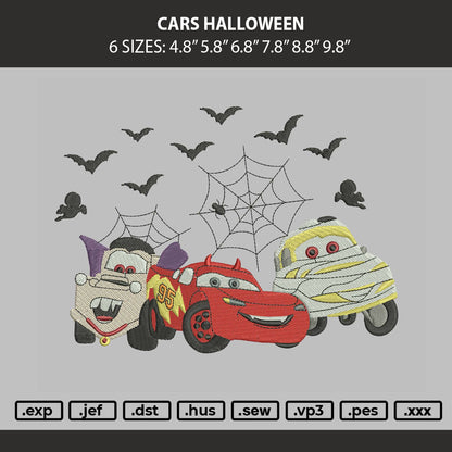 Cars Halloween Embroidery Machine Design File 6 sizes