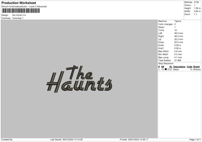 The Haunts Text Embroidery 2 Files