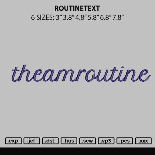 Rutinetext Embroidery File 6 sizes