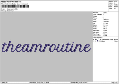 Rutinetext Embroidery File 6 sizes